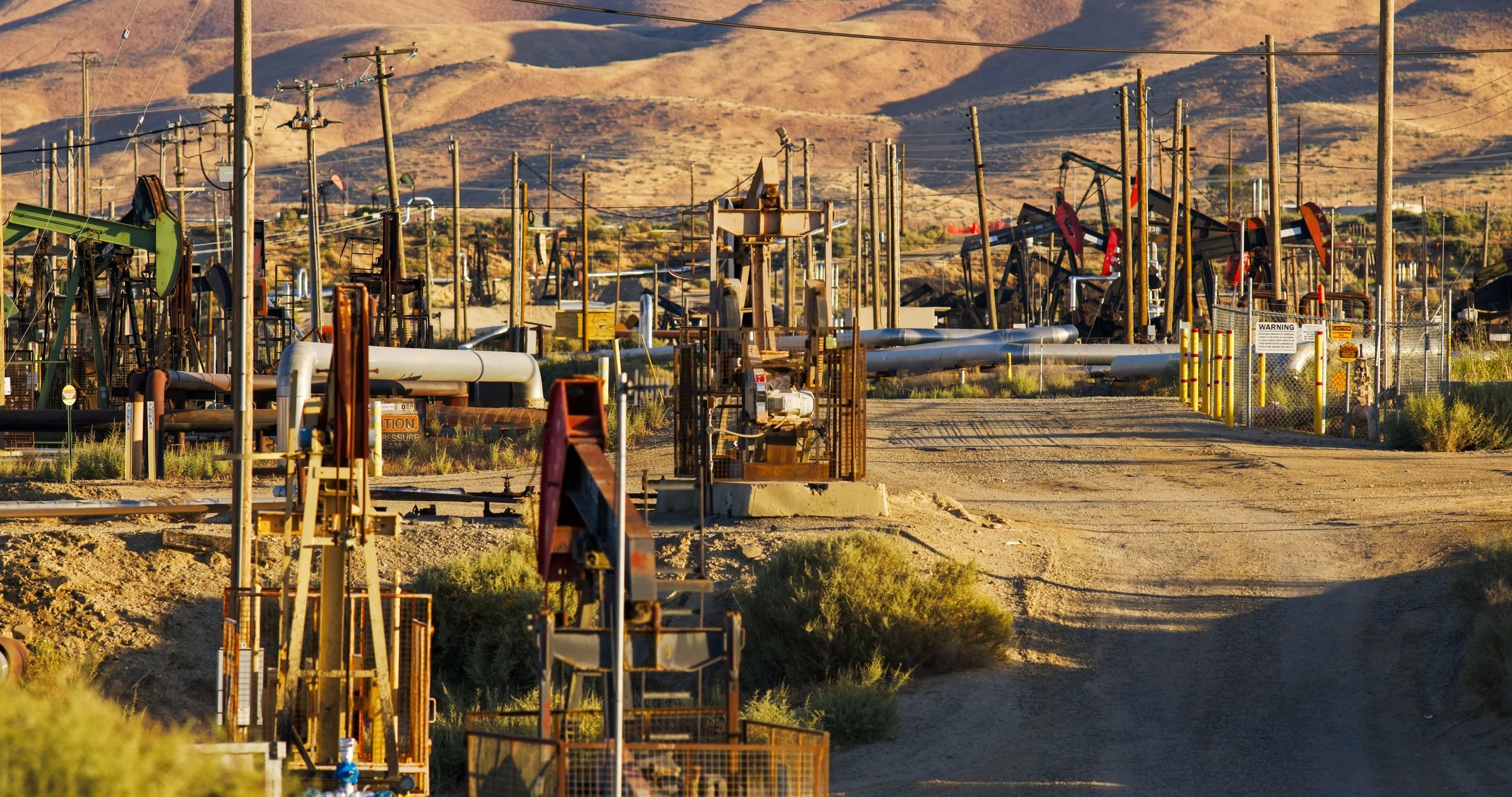 Oil pump jacks in an oilfield