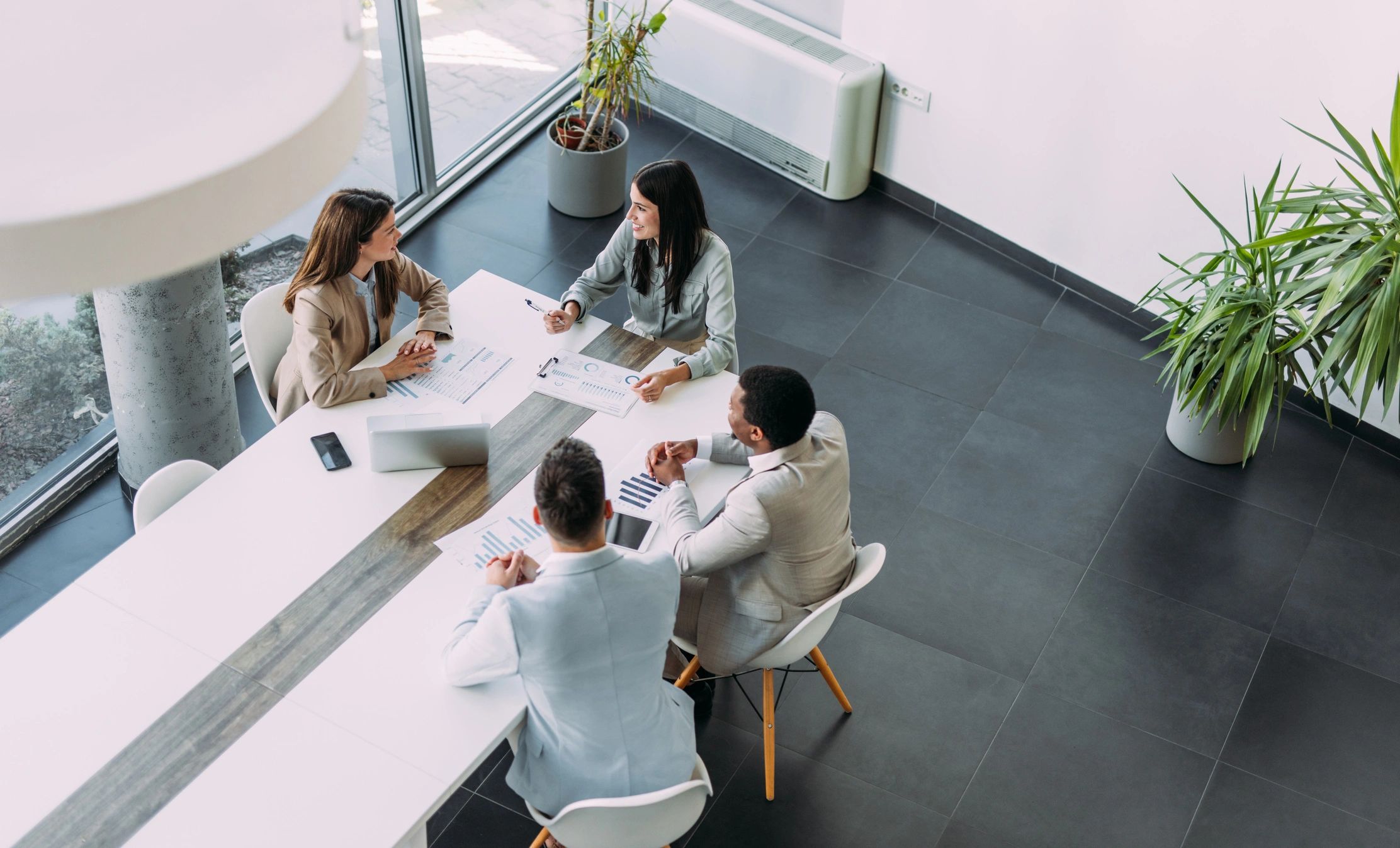 Business professionals in a financial strategy meeting