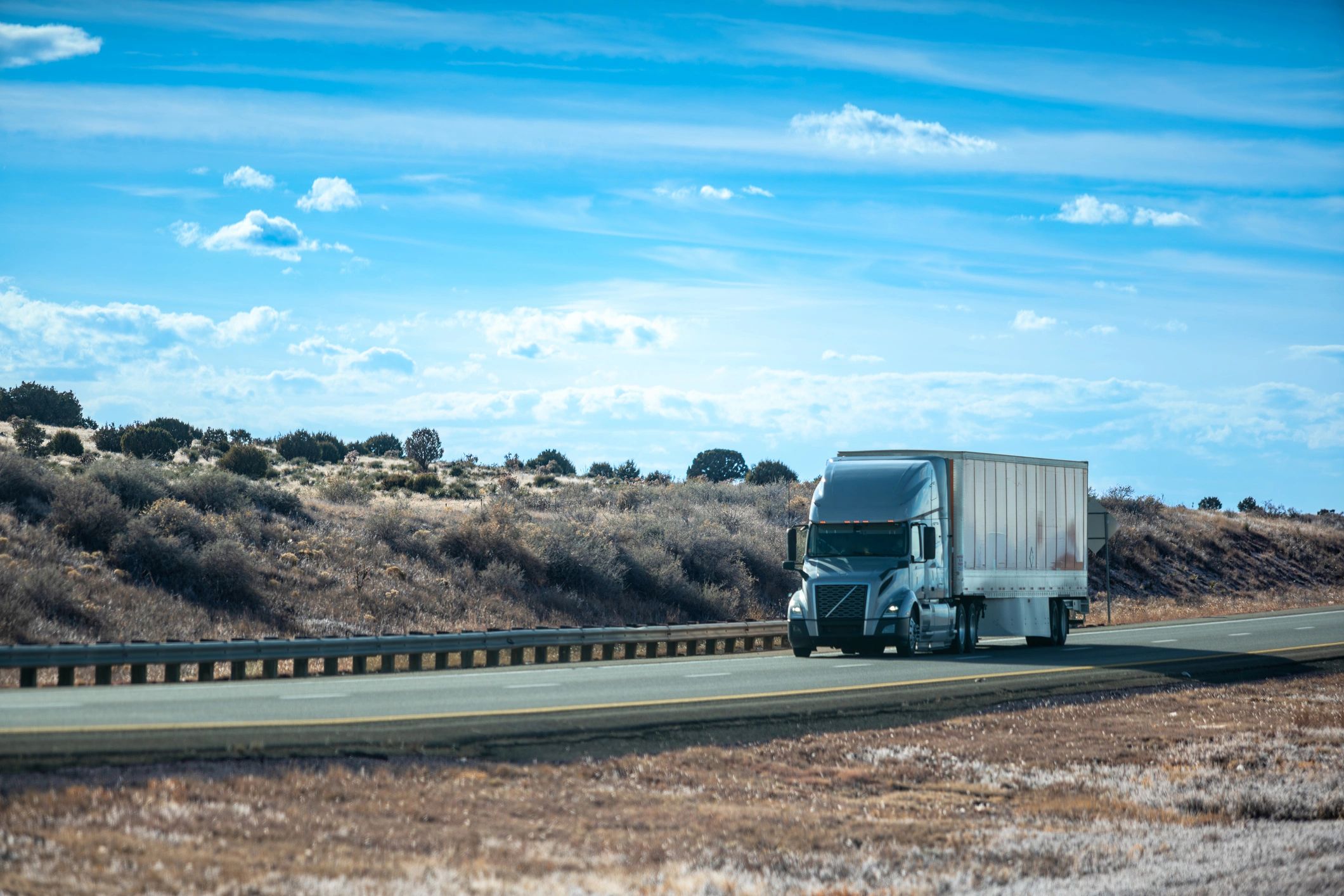 Freight truck on transport route